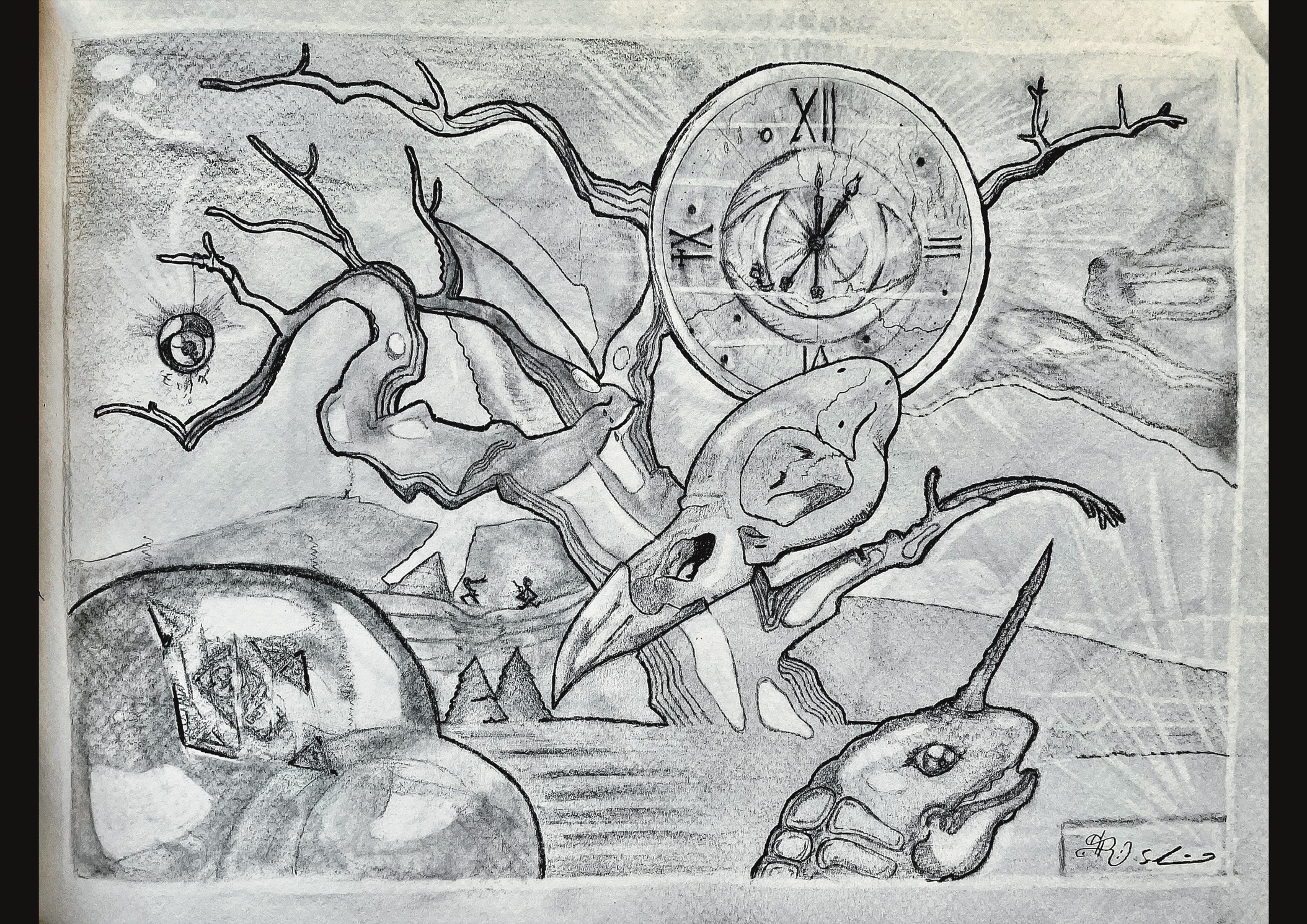 Zeit mit Vogel Skizze pusclus